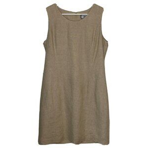 Bice by Sag Harbor Womens Linen Blend Lined Natural Tan Flax Sleeveless Dress-L